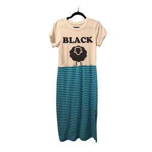 Black sheep dress upcycle with slit strips